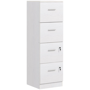 HOMCOM Vertical Filing Cabinet with Lock, 4 Drawer File Cabinet with Adjustable Hanging Bar for A4 and Letter Size, White