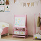 Qaba Art Easel for Kids, Double-Sided Whiteboard & Chalkboard with Paper Roll, 2 Storage Boxes, Gift for Boys, Girls, Pink