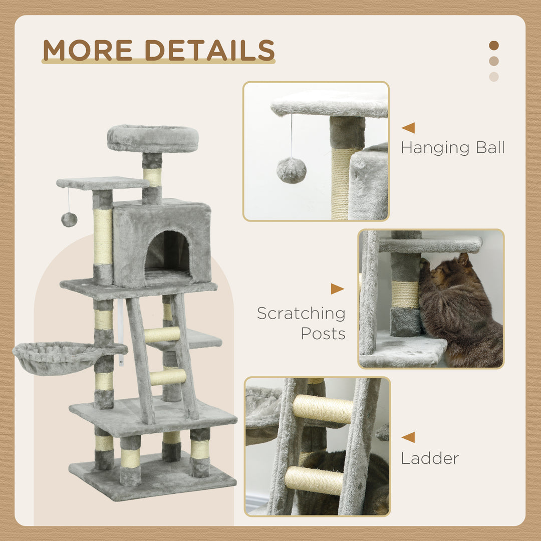 PawHut 49 Inch Large Cat Tree for Indoor Cats, Light Grey