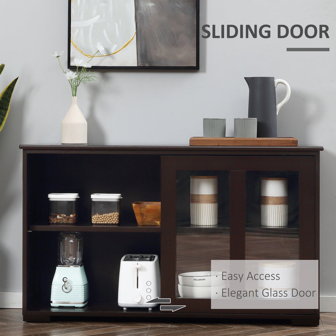 HOMCOM Kitchen Sideboard, Stackable Storage Cabinet, Sliding Glass Door Console, Serving Buffet for Kitchen & Dining Room