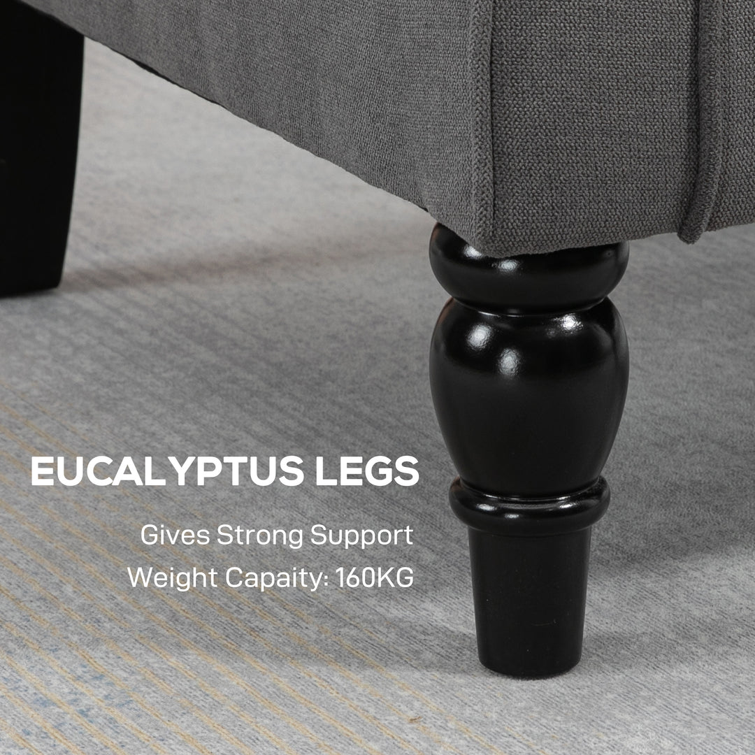 HOMCOM Fabric Accent Chair, Button Tufted Armchair, Upholstered Modern Living Room Chair, Wingback Chair with Wood Legs, Rolled Arms, Thick Padding for Bedroom, White