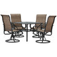 Outsunny 5-Piece Outdoor Patio Dining Set, 4 Swivel Rocker Chairs and 37" x 37" Dining Table Furniture Set with Umbrella Hole for Garden, Lawn and Backyard, Black (Umbrella not included)