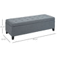 HOMCOM Rectangular Entry Bench, Tufted Upholstered Linen Fabric Wood Feet Storage Ottoman Bench, Beige