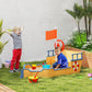 Outsunny Kids Wooden Sandbox Pirate Ship Sandboat Outdoor Backyard Playset Children Sandpit w/ Bench Seat Storage Space & Flag for 3-6 Years Old