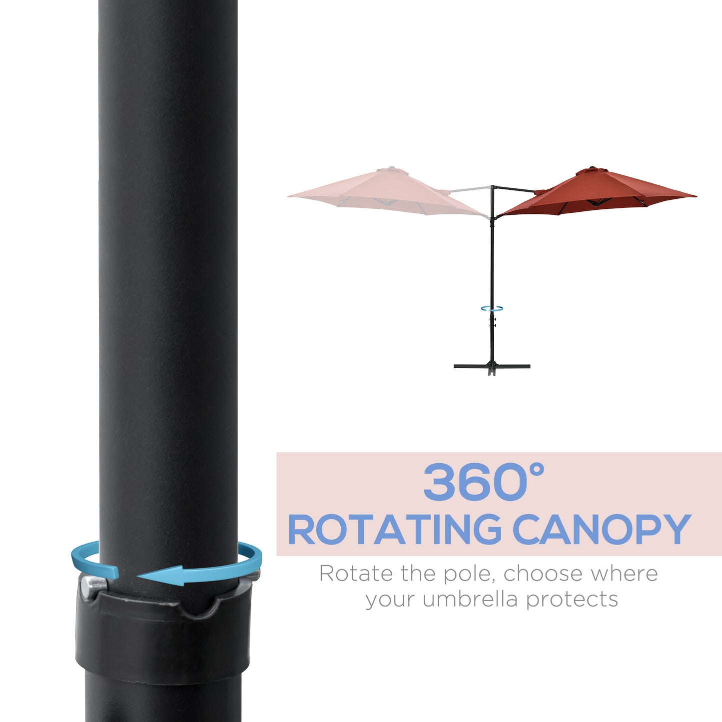 Outsunny 8.5FT Outdoor Cantilever Roma Parasol with 360Â° Rotation and Cross Base, Offset Patio Umbrella for Garden, Dark Grey