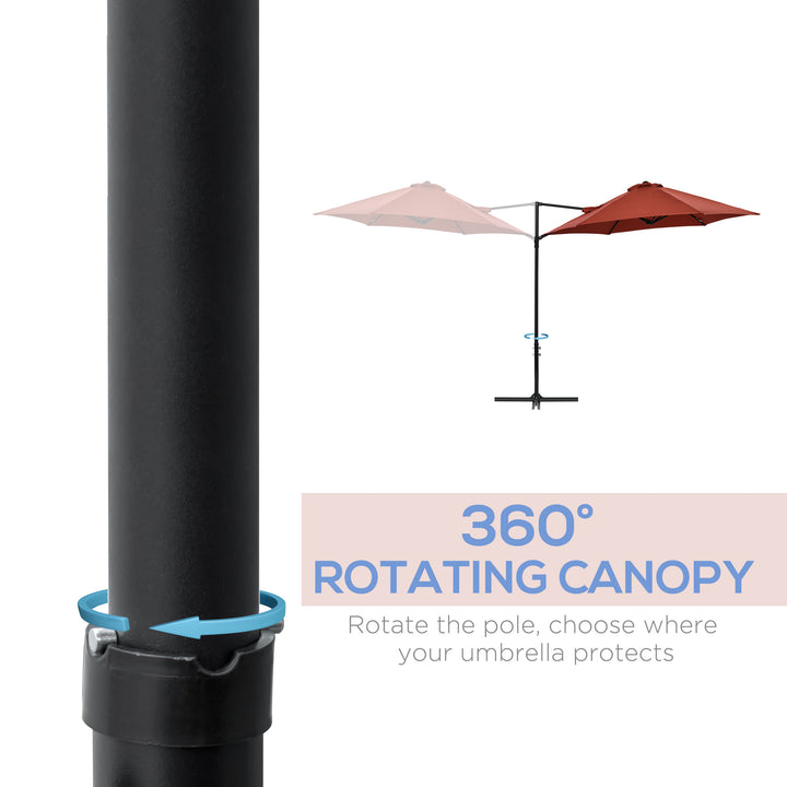 Outsunny 8.5FT Outdoor Cantilever Roma Parasol with 360° Rotation and Cross Base, Offset Patio Umbrella for Garden, Dark Grey