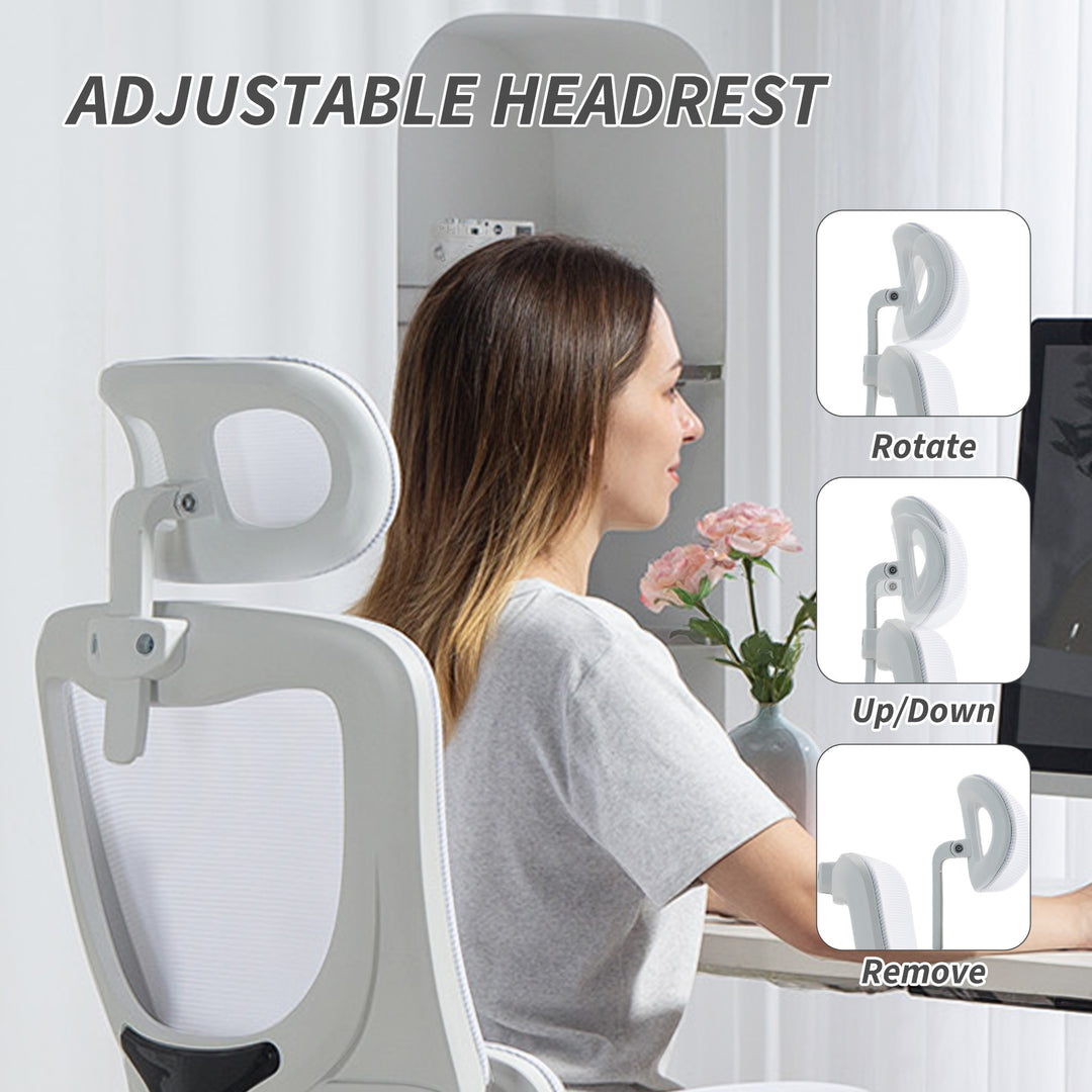 Vinsetto High Back Office Chair, Mesh Computer Desk Chair with Rotatable Headrest, Lumbar Back Support, Adjustable Height, Black