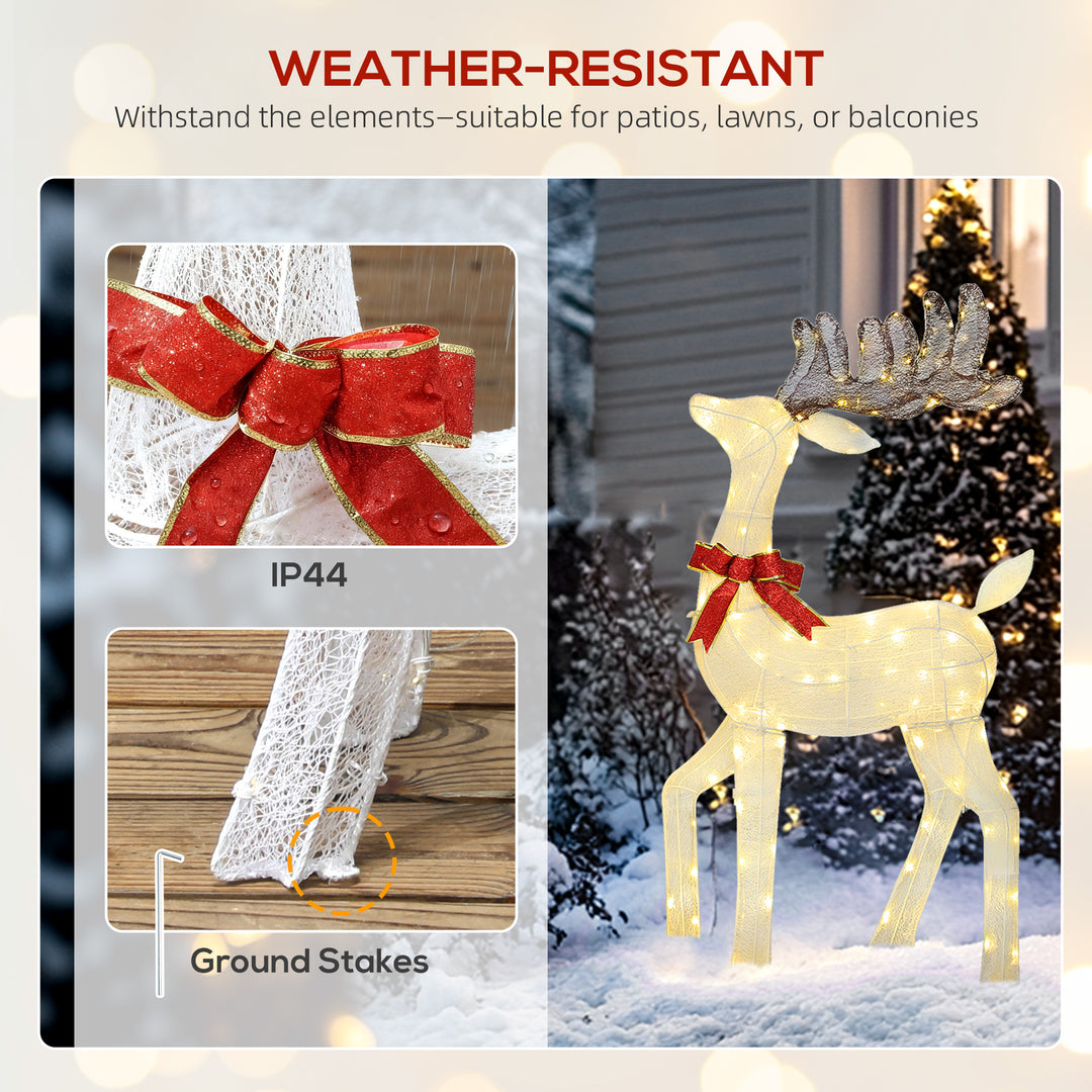 Outsunny 3 Piece Lighted Christmas Reindeer Family, 55" Light Up Deer, Outdoor Holiday Decor with LED Lights, Stakes, Zip Ties
