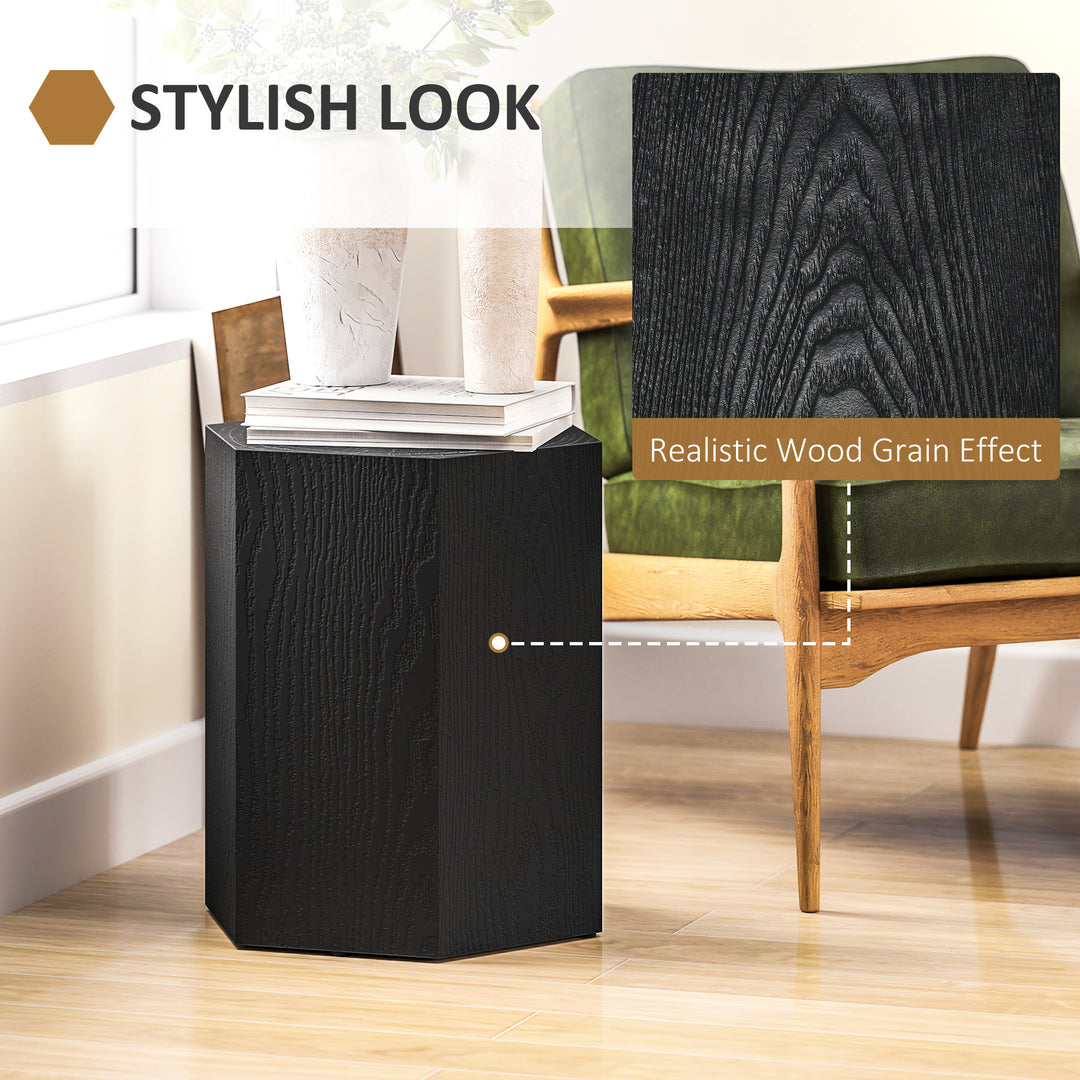 HOMCOM Hexagonal Side Table, Small End Table with 4 Adjustable Feet for Indoor, Outdoor, Black