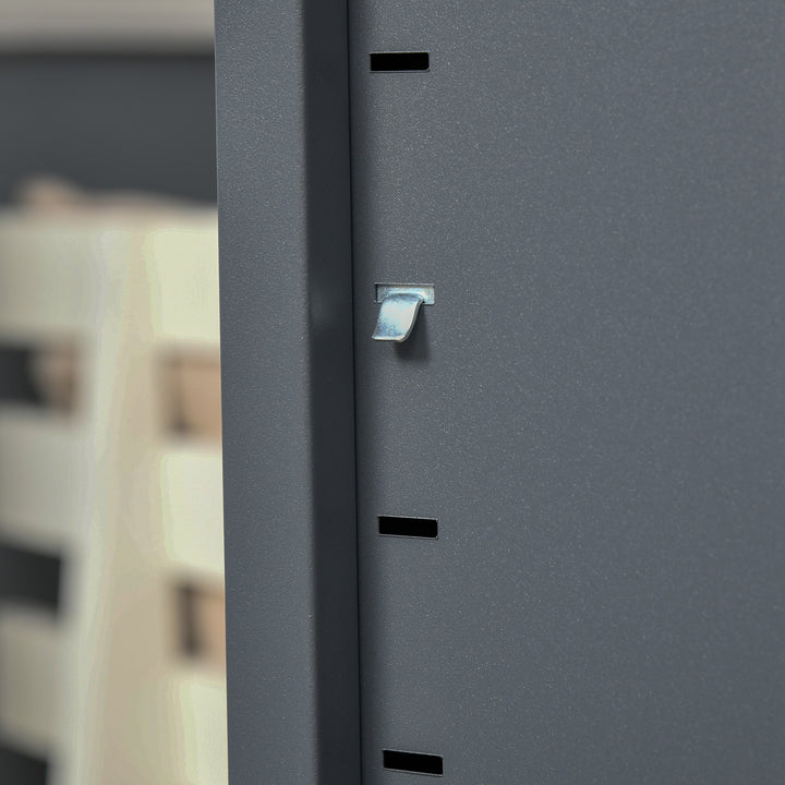 HOMCOM Metal Storage Cabinet, Industrial Sideboard Buffet Cabinet with 2 Louvered Doors, Adjustable Shelves, Grey