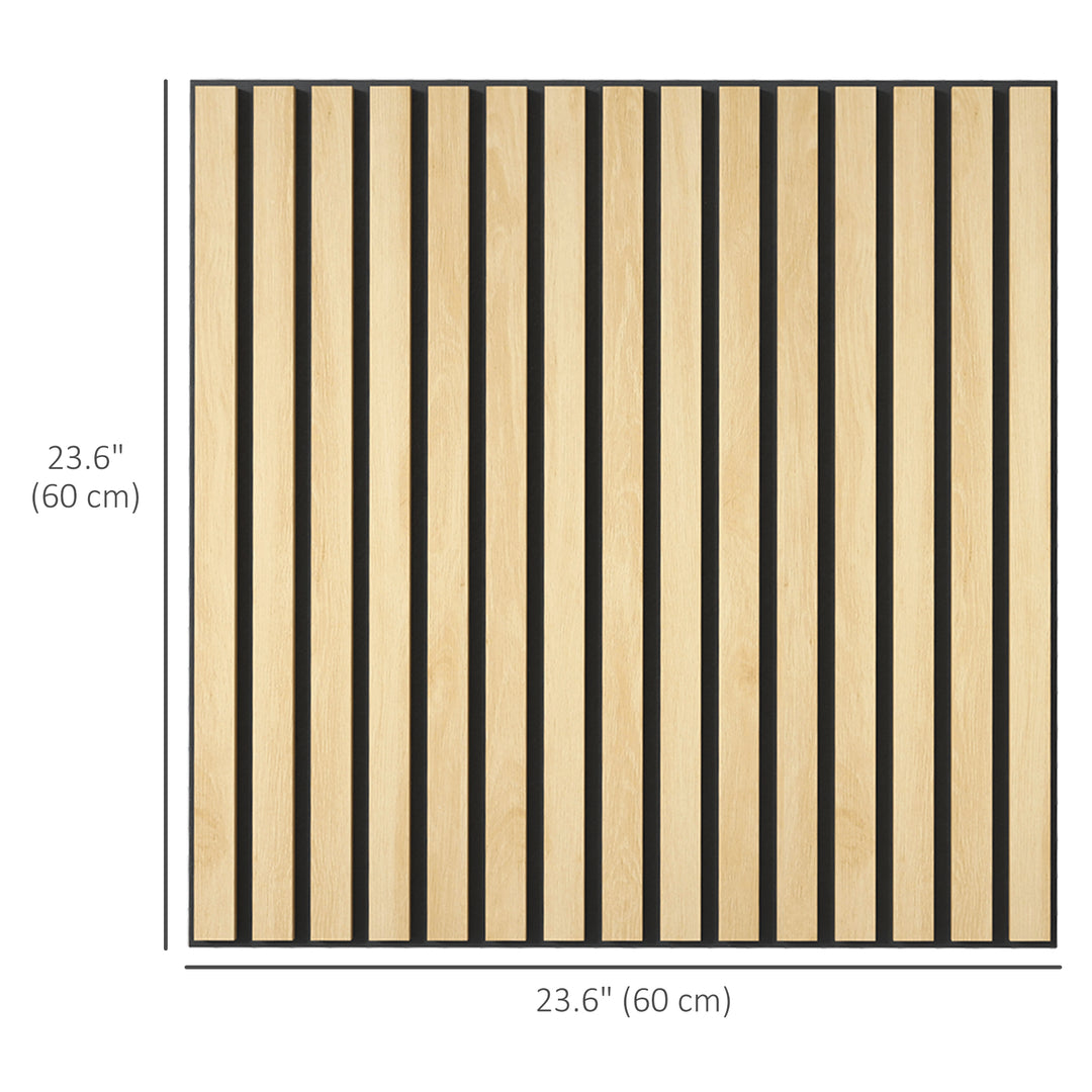 HOMCOM 24"x24" Wood Panels for Wall, 4 Pack Acoustic Panels, Sound Absorbing Slat Wall For Interior Wall Decor, Home, Grey