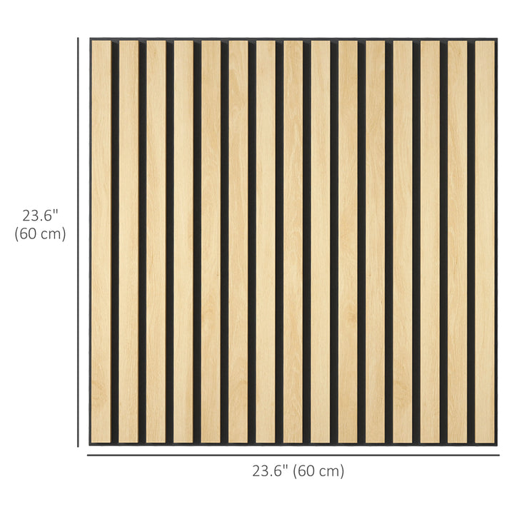 HOMCOM 24"x24" Wood Panels for Wall, 4 Pack Acoustic Panels, Sound Absorbing Slat Wall For Interior Wall Decor, Home, Grey