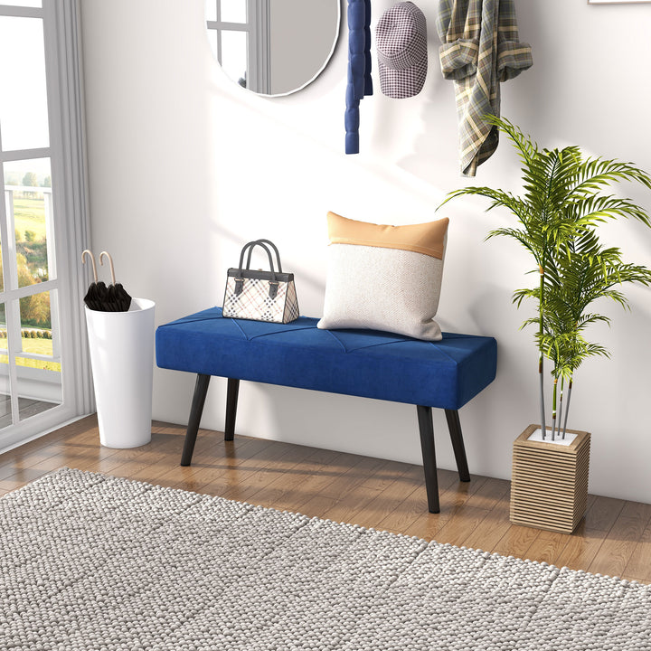 HOMCOM 39 Inches Upholstered Bedroom Bench, Modern End of Bed Bench with Steel Legs, Green