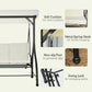 Outsunny Convertible Patio Swing Bed with Canopy and Cushions, 3 Seater Porch Swing for Outdoor, Backyard, Garden, Cream White