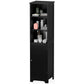 kleankin Tall Bathroom Storage Cabinet, Freestanding Tower Cabinet with Adjustable Shelf, 3 Open Shelves, White