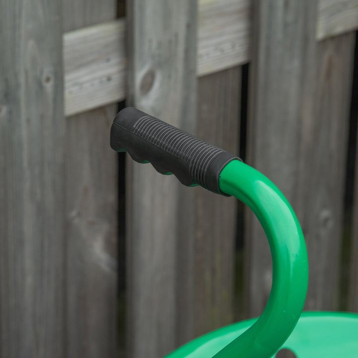 Outsunny Garden Scooter, Rolling Cart with Swivel and Adjustable Seat, Tool Tray, Bucket Basket, Red and Black