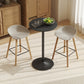 HOMCOM Round Table for 2, 40.2 Inch Bar Height Pub Table with Steel Frame, Non-Slip Base for Living Room, Kitchen, Natural Wood