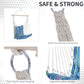 Outsunny Portable Hanging Woven Hammock Seat Rope Swing Chair Sleeping Bed for Outdoor Garden Yard Camping Blue