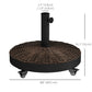 Outsunny 20.5" Round Parasol Base Resin Patio Umbrella Base Garden Parasol Holder Outdoor Offset Weight Stand with Wheels Black