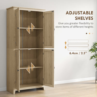 HOMCOM 72" Freestanding Storage Cabinet, Kitchen Pantry Cabinet with Doors and Shelves for Dining Room, Natural