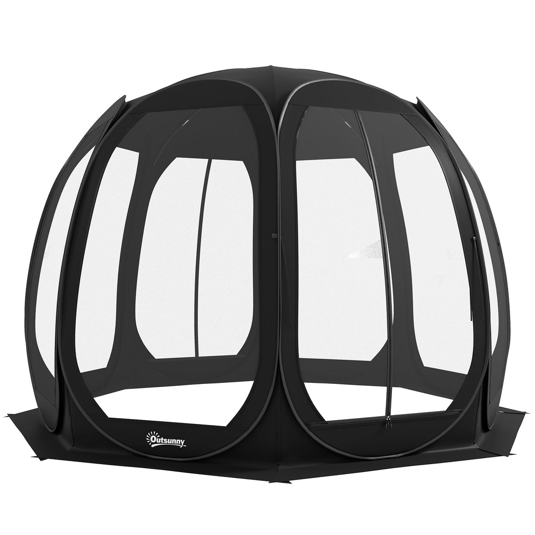 Outsunny 11' x 11.5' Screen Tent, Pop Up Camping Gazebo with Portable Carry Bag and 2 Doors, Cream White