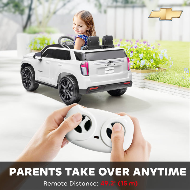Aosom Licensed Chevrolet Tahoe Kids Ride on Car, 12V 7AH Toddler Electric Car with Parent Remote Control, 3 Speeds, Spring Suspension, LED Light, Horn, Music, Black