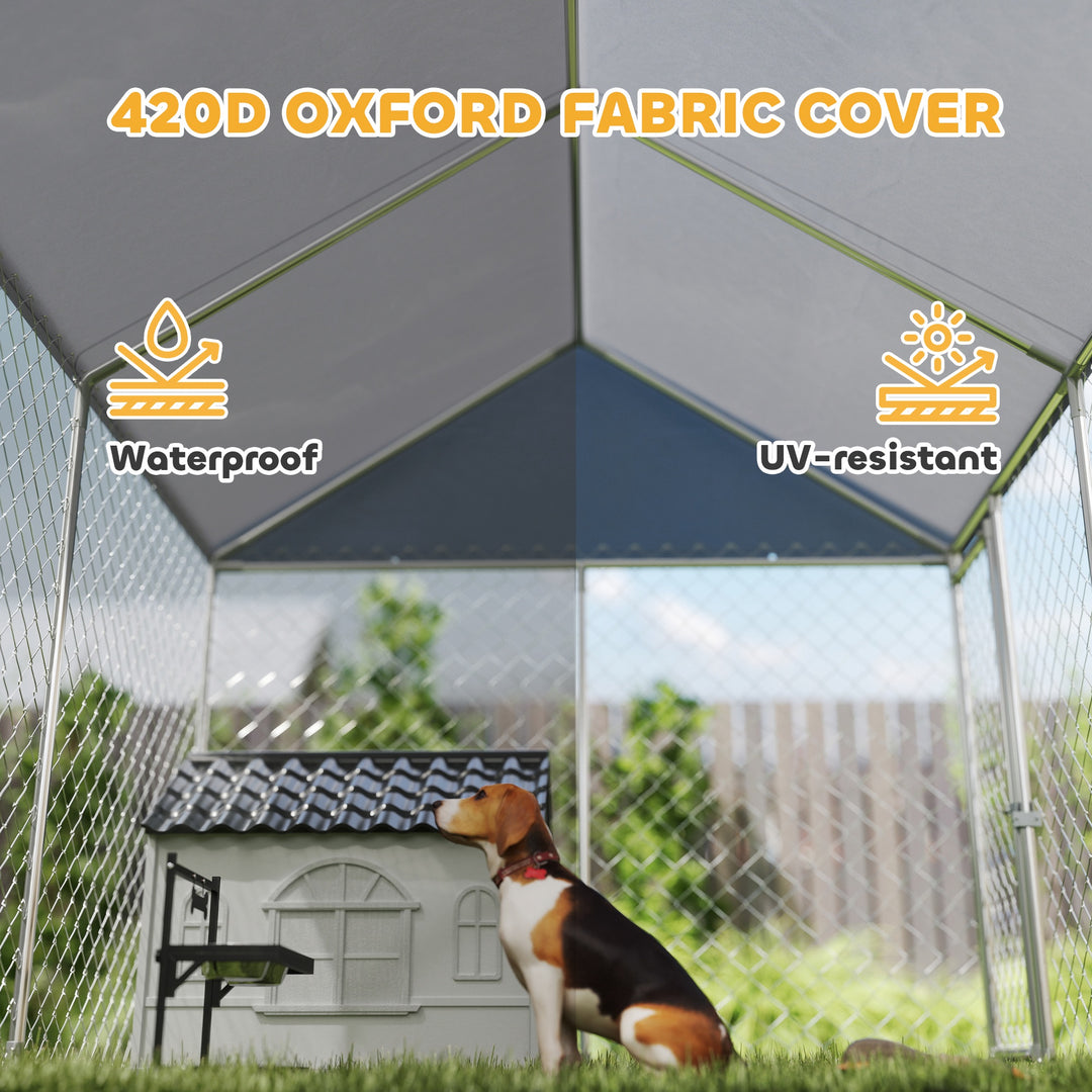 PawHut Outdoor Dog Kennel with Waterproof & Anti-UV Cover, Quick-Connect Frame, Secure Lock for Small Medium Dogs