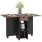 HOMCOM Folding Dining Table, Space Saving Drop Leaf Table with Drawer and Storage Shelves for Kitchen, Dining Room, Oak