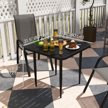 Outsunny 31.5" Patio Dining Table for 4, Metal Square Outdoor Table for Garden, Lawn, Backyard, Black