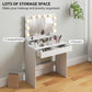 HOMCOM Vanity Table, Makeup Dressing Table with LED Lighting Mirror, Drawers, for Bedroom, Black