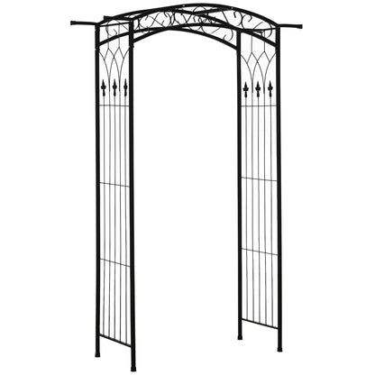 Outsunny 7Ft Outdoor Garden Arbor, Wedding Arch for Ceremony, Trellis with Scrollwork Design, Ideal for Climbing Vines and Plants, Black