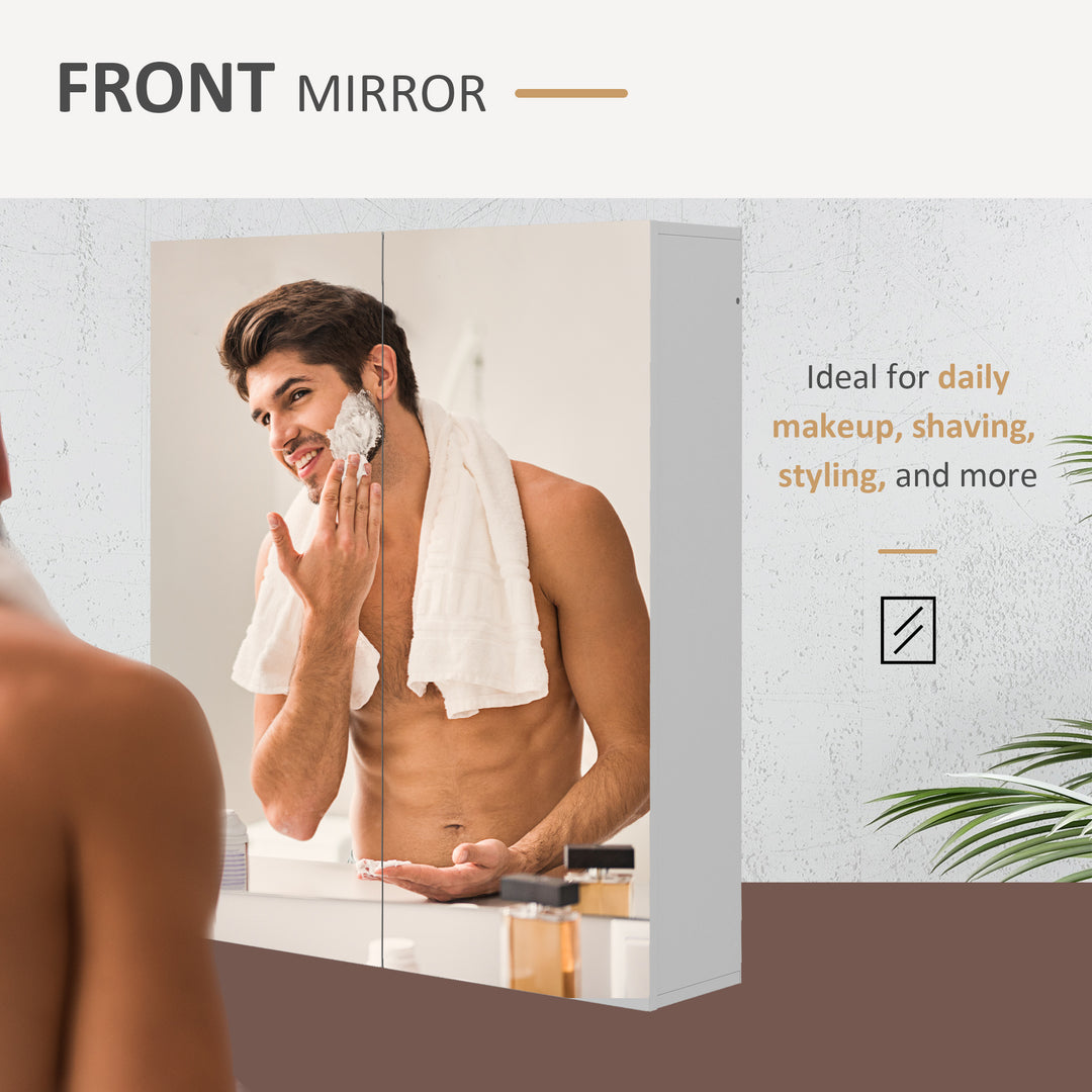 kleankin Wall Mounted Mirror Cabinet, Bathroom Medicine Cabinet with Mirror, 2 Doors, Adjustable Shelf and Soft Close Mechanism