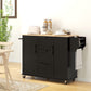 HOMCOM Rolling Kitchen Cart on Wheels with Drop Leaf, Kitchen Island with 3 Drawers, Solid Wood Top and Towel Rack, White