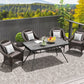 Outsunny Rectangle Outdoor Dining Table for 6, with 1.7" Umbrella Hole, Easy Clean DPC Plastic Tabletop, 55" x 31.5" x 28"