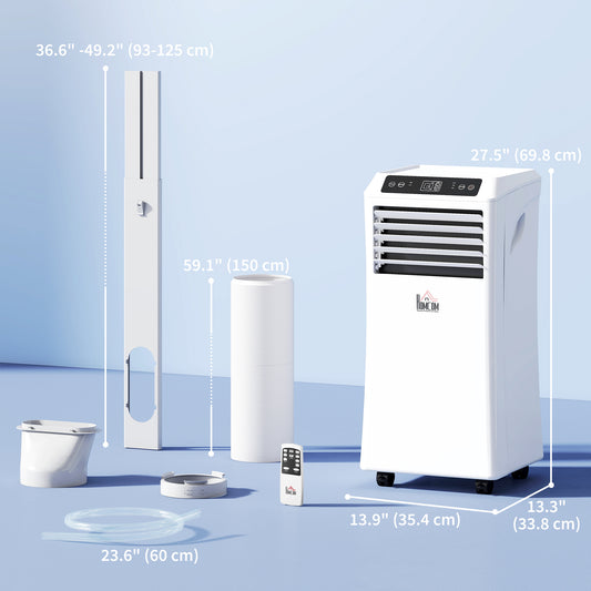HOMCOM 10,000BTU Mobile Portable Air Conditioner with Cooling, Dehumidifier, 2 Speed Fans, 24-Hour Timer for Bedroom, White