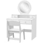 Qaba Kids Vanity Set, Dual-Use Dressing Table with Removable Tri-Folding Mirror and Drawer, for Ages 3-8, Pink