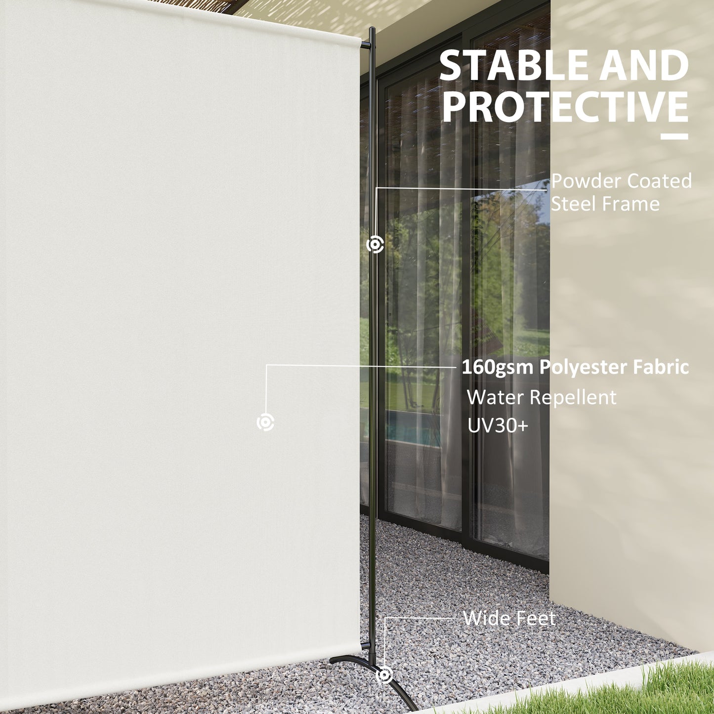 Outsunny Single Panel Room Divider, UV30+ Privacy Screen, Indoor Outdoor Privacy Panel with Stable Base, Black