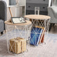 HOMCOM Nesting Coffee Tables Set of 2 with Metal Wire, Storage Basket, Round Side Table End Table for Living Room, Bedroom, White and Natural