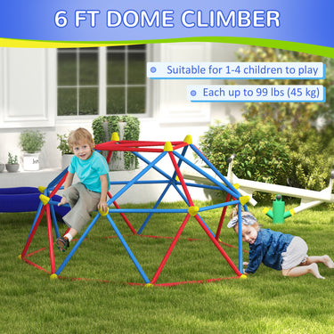Outsunny 6 FT Climbing Dome Geometric Jungle Gym w/ Rust and UV-Resistant Steel, Up to 396 lbs, for 1-4 Children Aged 3-8 Years