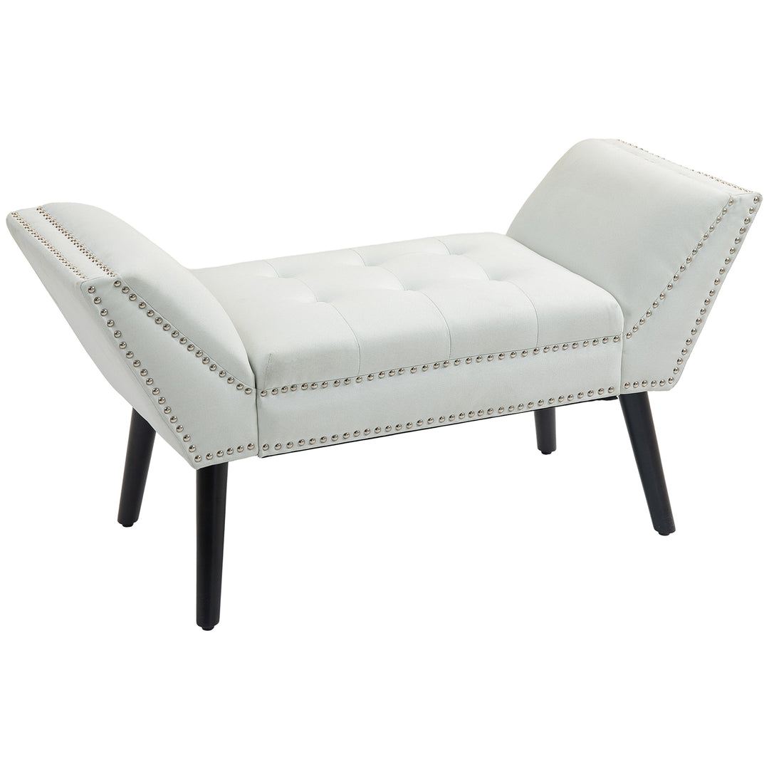 HOMCOM Modern Upholstered Bench, End of Bed Bench for Bedroom, Hallway Bench with Arms and Nailhead Trim
