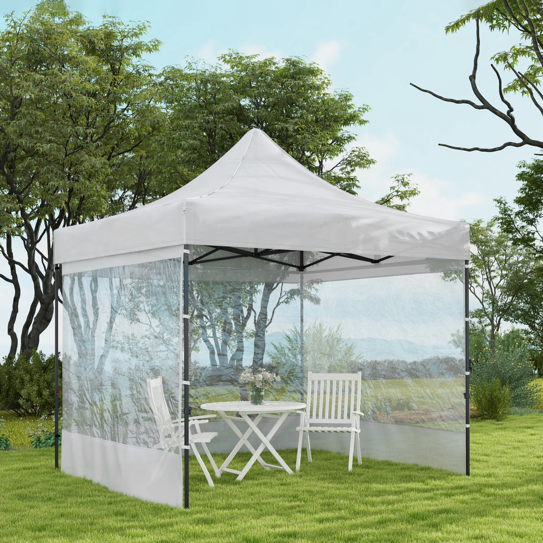 Outsunny 10' x 10' Pop Up Canopy Tent Gazebo with Wheeled Carry Bag and Sides, Height Adjustable for Outdoor, Patio, Garden