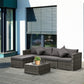 Outsunny 6 Pieces Outdoor PE Rattan Wicker Patio Furniture Sofa Set with Thick Cushions, Deluxe Garden Sectional Couch with Glass Top Table, Dark Coffee and Cream White