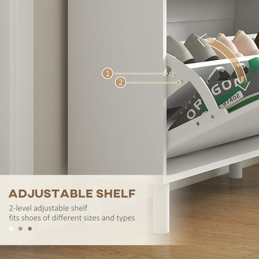 HOMCOM Entryway Shoe Storage Small Modern Flip-Flop Shoe Cabinet with 3 Flip Drawers Adjustable Shelves for 24 Pairs of Shoes, White