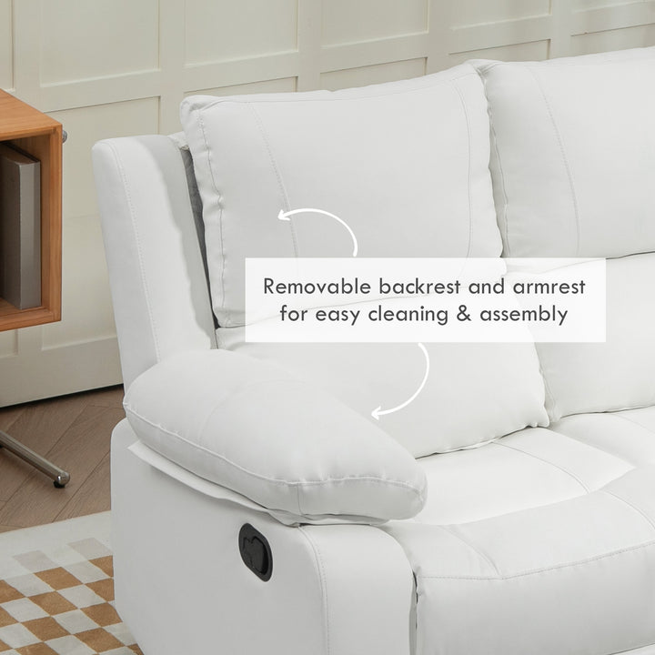 HOMCOM Double Reclining Loveseat, PU Leather Manual Recliner Sofa Chair with Pullback Control Footrest for Living Room, Black