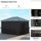 Outsunny 13' x 10' Polycarbonate Hardtop Gazebo Canopy, Outdoor Patio Gazebo with Aluminum Frame & Curtains, Dark Grey