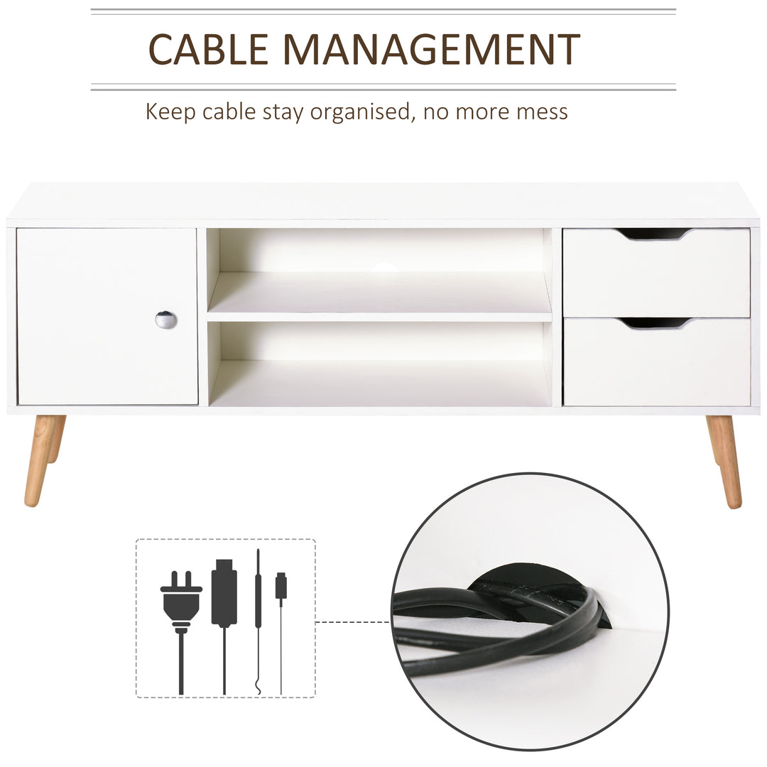 HOMCOM TV Stand for TVs up to 50", TV Cabinet with Shelves, Drawers and Cable Hole, Entertainment Unit for Living Room, White