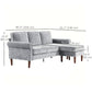 HOMCOM L Shape Sofa, Modern Sectional Couch with Changeable Chaise Lounge, Wooden Legs, Corner Sofa for Living Room, Dark Blue