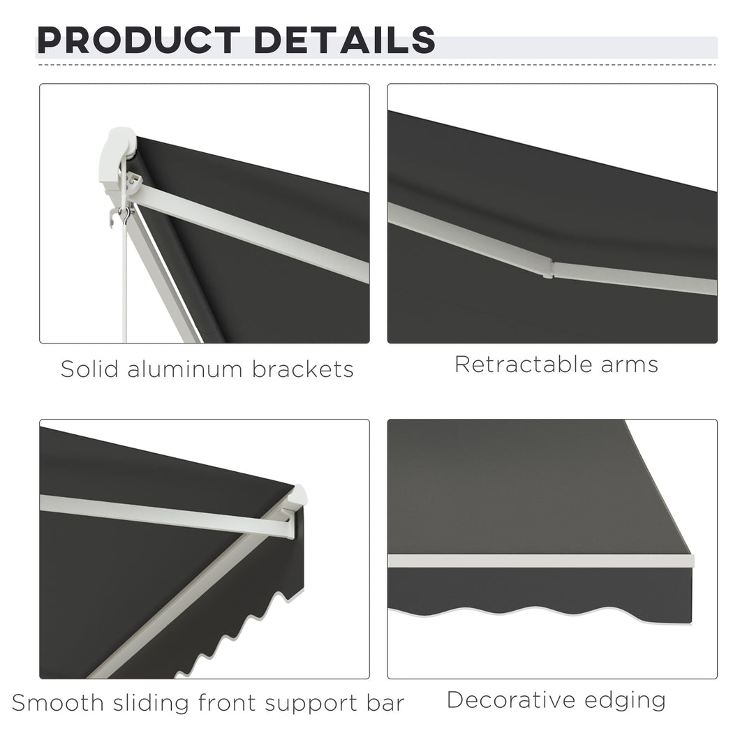 Outsunny 13' x 10' Electric Awning, Retractable Awning Sun Shade Shelter with Remote Controller, Manual Crank Handle and Aluminum Frame, for Deck, Balcony, Yard, Green