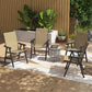 Outsunny 4-Piece Folding Chair Set for Relaxing on Patio Balcony Garden, Comfortable Outdoor Furniture with Armrests, Brown