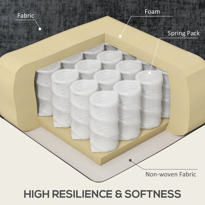 HOMCOM Modern Corner Couch with Right Chaise Lounge, Tufted 3-Seater Sofa with Wooden Legs for Living Room, Black